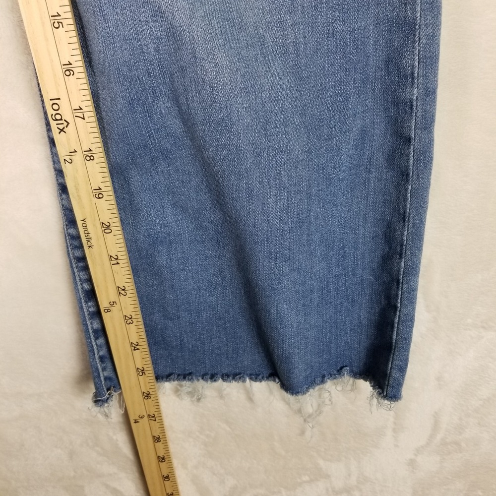 KUT from the Kloth Meg Wide Leg Jeans Women 4 Blue High Rise Raw Hem Distressed - Picture 9 of 9